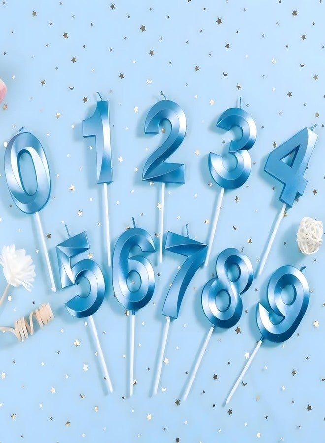 Juzfun Number Candles 1 Birthday Cake Topper Decoration First Year Wedding Anniversary Shower Party Metallic Blue Colour Size : Width 3 x Height 7 CM - Image 3